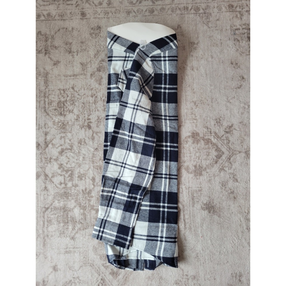 Lands' End - NWT - Navy White Plaid Flannel Button Up Shirt - Men's L - Outdoors - Picture 4 of 4